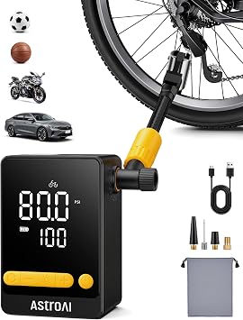 AstroAI Bike Pump, 12s Fast Inflate Bicycle Pump, Air Pump for Car Tires