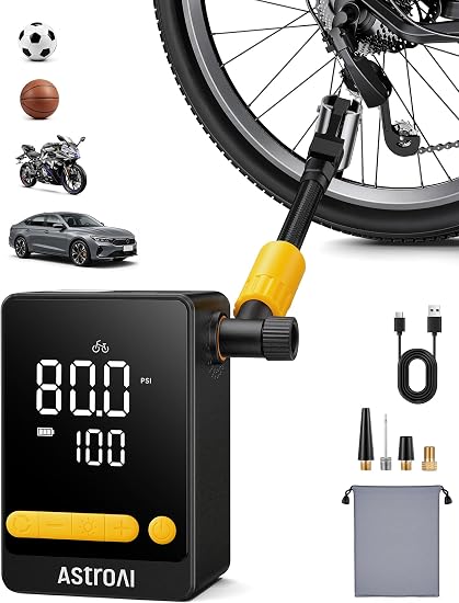 AstroAI Bike Pump, 12s Fast Inflate Bicycle Pump, Air Pump for Car Tires