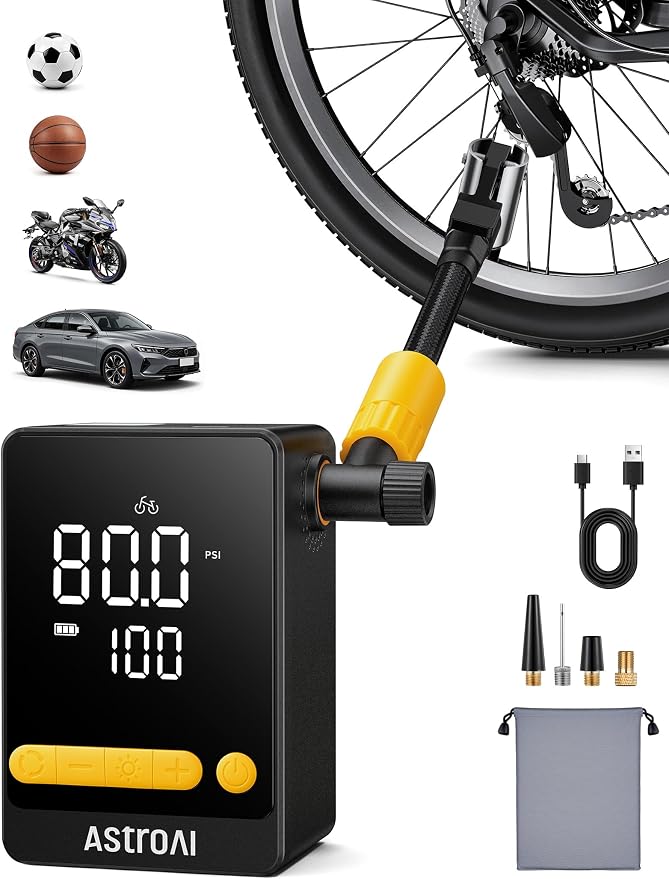AstroAI Bike Pump, 12s Fast Inflate Bicycle Pump, Air Pump for Car Tires