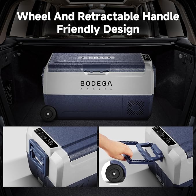 BODEGACOOLER 12 Volt Car Refrigerator,38 Quart Portable Freezer,Car Fridge Dual Zone APP Control,36L -4℉-68℉ Electric Compressor Cooler 12/24V DC and 100-240V AC for RV,Travel,Camping,Road Trip