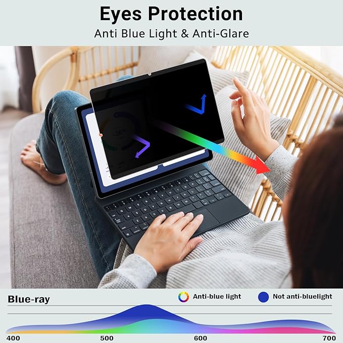 PYS® Magnetic Privacy Screen Protector for Samsung Galaxy Tab S9 Plus 2023/Tab S9 FE+ Plus/S7 FE 5G / S8 Plus/ S7 Plus 12.4 Inch/Removable Screen Protector,Anti-Glare,Anti-Spy,Bubble Free,[Easy On]