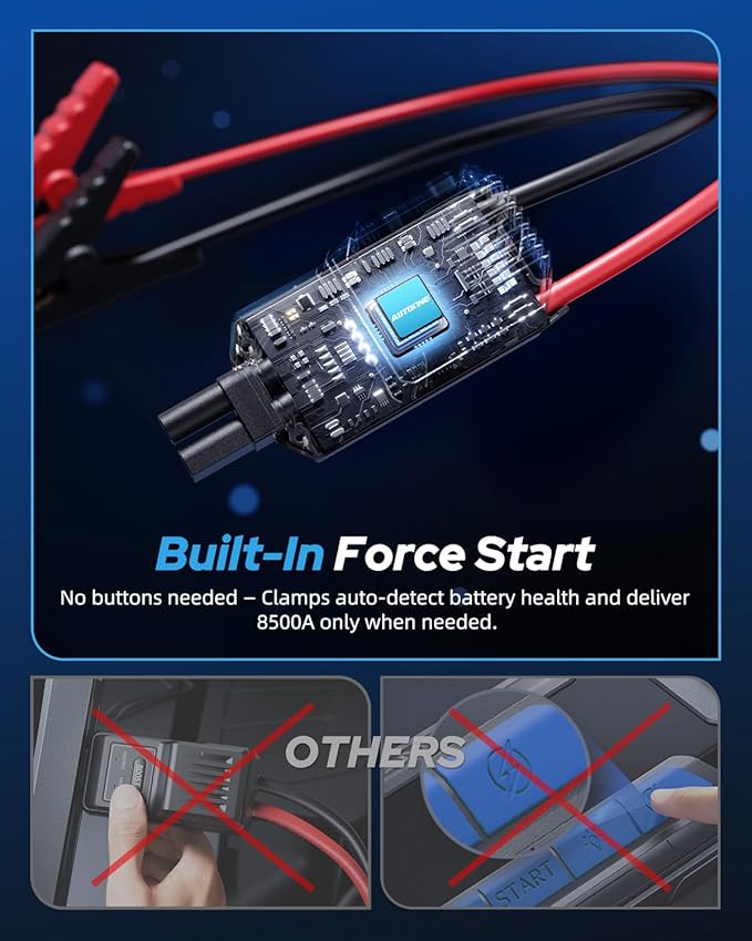AUTOONE M5 8500A Car Jump Starter 12V Battery Jumper Starter Portable (All Gas/All Diesel) 168W DC Jump Box for Car Battery with Built-in Booster, Type-C Fast Charge & Jumper Cables Jump Pack