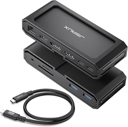 JSAUX 11 in 1 USB C Docking Station for Handheld Gaming, 8K HDMI and DisplayPort, 100W PD Pass Through, Gigabit Ethernet, USB C Data, 3 USB A, SD TF, 3.5mm Audio, Steam Deck, ROG Ally, MacBook-HB1101