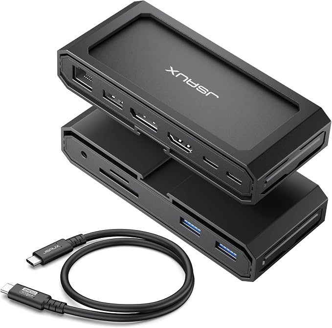 JSAUX 11 in 1 USB C Docking Station for Handheld Gaming, 8K HDMI and DisplayPort, 100W PD Pass Through, Gigabit Ethernet, USB C Data, 3 USB A, SD TF, 3.5mm Audio, Steam Deck, ROG Ally, MacBook-HB1101