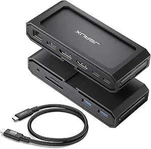 JSAUX 11 in 1 USB C Docking Station for Handheld Gaming, 8K HDMI and DisplayPort, 100W PD Pass Through, Gigabit Ethernet, USB C Data, 3 USB A, SD TF, 3.5mm Audio, Steam Deck, ROG Ally, MacBook-HB1101