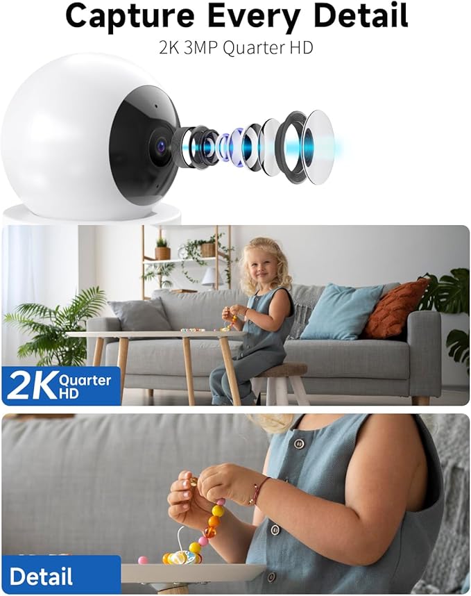 [5G & 2.4G] 2K Pan/Tilt Security Cameras for Home Security Indoor, AI Voice Change for 2-Way Talk, Motion Detection, 24/7 SD Recording/Cloud Storage, Baby Monitor/dog/Pet Camera with Phone App