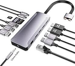 USB C Hub Adapter for MacBook Pro/Air M4 M3 M2 M1 2025-2018 13" 14" 15" 16", Mac Multiport Adapter, 13 in 2 MacBook Accessories with Dual HDMI 4K, 100W PD, Audio, RJ45, SD/TF, USB C/USB A Data Ports - Image 1