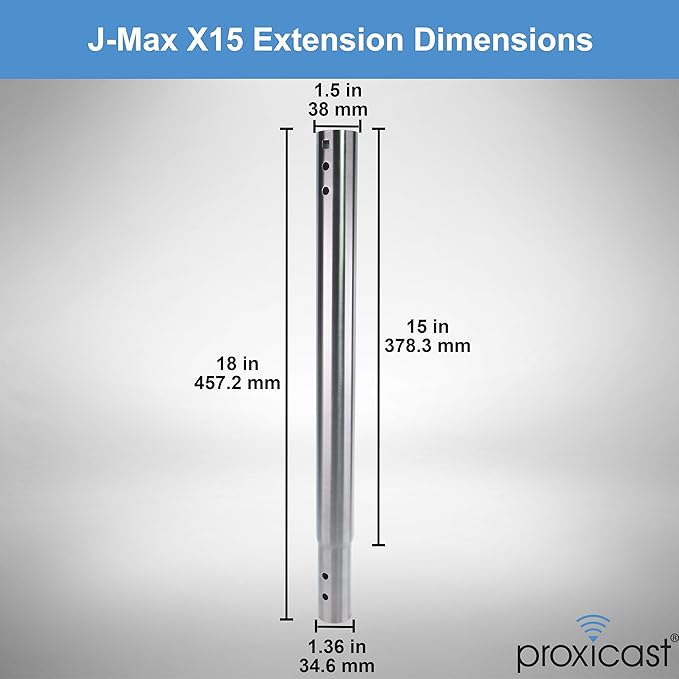 Proxicast 15 inch Stainless Steel Extension Pole for Proxicast J-Max Antenna Mounts (ANT-800-X15)