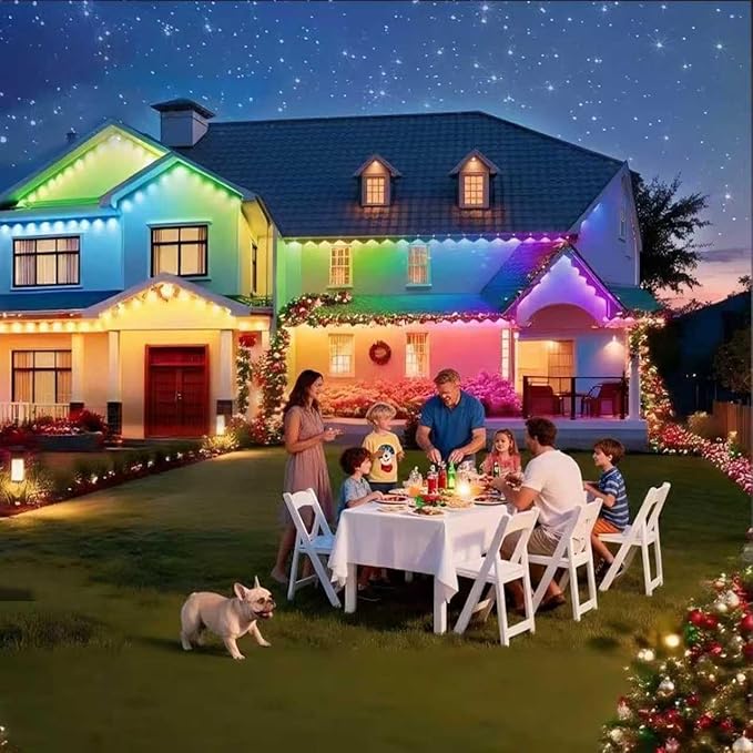 Permanent Outdoor Lights, 124 FT with 72 RGB LED for Daily and Accent Lighting, 63 Scenes and DIY Mode for Christmas, IP67 Waterproof, Compatible with Alexa, Google Assistant
