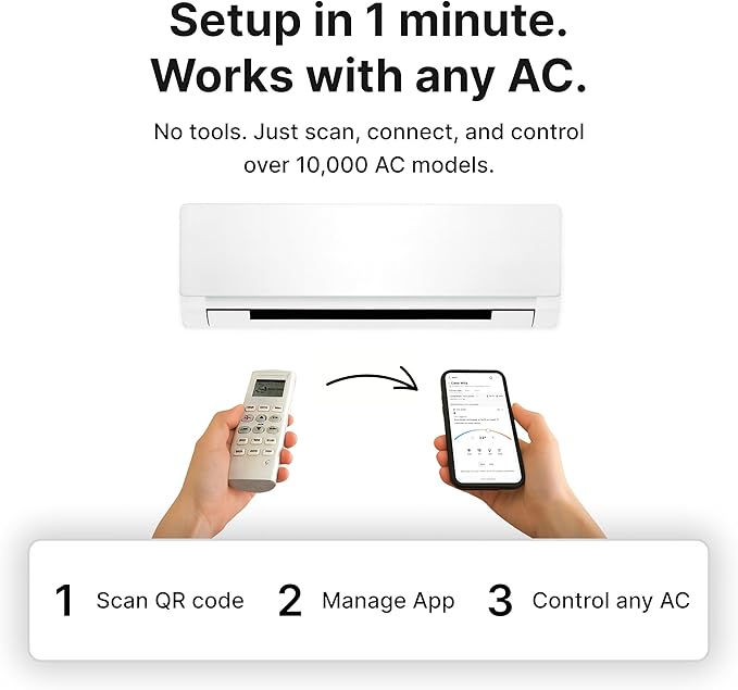 Smart Air Conditioner Controller | WiFi Remote & Sensor | Energy-Saving Smart Cooling Device | Comfort & Control for Mini Split, Heat Pump & Home