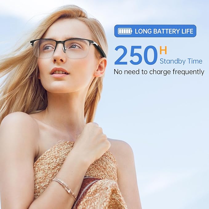 AIRMARS Smart Glasses for Men & Women, Bluetooth Glasses with Photochromic/Blue Light Filter&Polarized Lenses, Smart Sunglasses for Women with Speaker, Interchangeable Frames (Black)