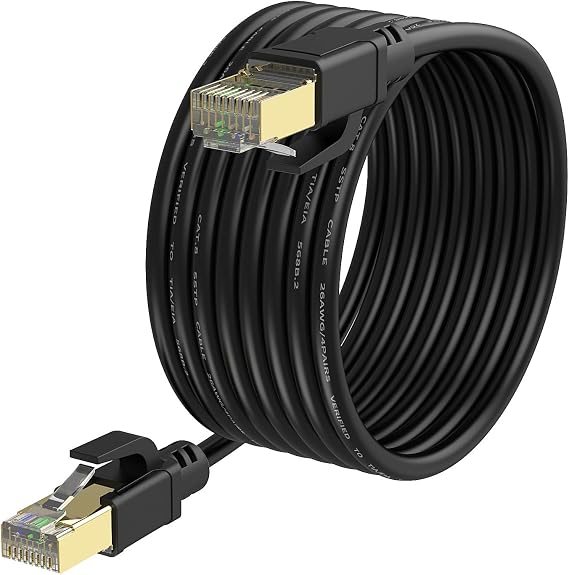 Cat8 Ethernet Cable, Internet Network Cord, 40Gbps 2000Mhz LAN Wires, High Speed SSTP LAN Cables with Gold Plated RJ45 Connector for Router, Modem, Gaming, Xbox (300ft)