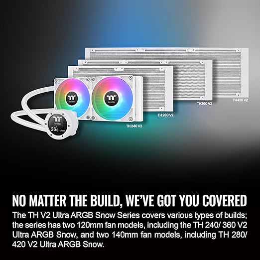 Thermaltake TH420 V2 Ultra ARGB Sync/AlO Liquid Cooler/ARGB Fan 140 * 3/PWM 500~1800rpm/Water Block 2.1" LCD/White, CL-W407-PL14SW-A