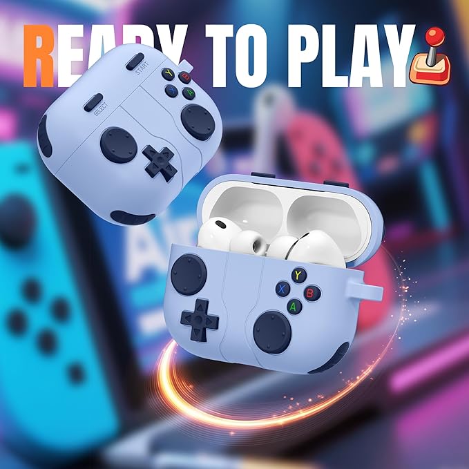 Game Case for AirPods Pro 3 Case 2025, Shockproof Silicone Cover for Apple AirPods Pro 3, Skin-Friendly, Anti-Fingerprint, with Cleaner Kit & Keychain – Durable Case for Women Men– Lilac