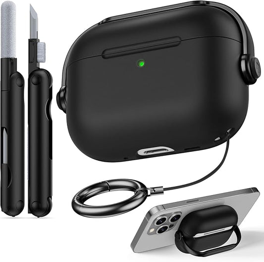 for Airpods Pro 3 Case,Safety Lock Cases for Apple Airpod Pro 3 (2025) with Cleaner Kit, Drop Protection Air pods Pro3 Case Cover for Men for Women with Keychain,Black
