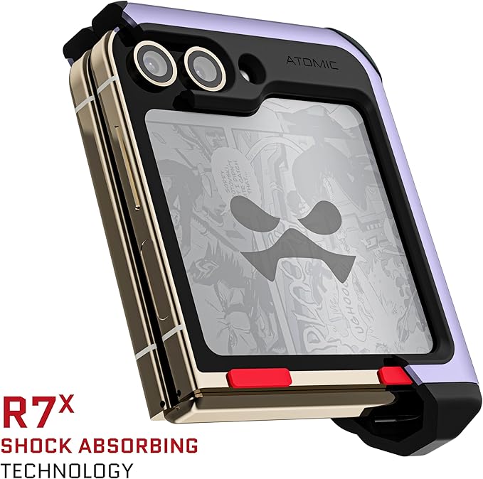 Ghostek Atomic Slim Samsung Z Flip 5 Case - Clear Back with Purple Aluminum Bumper, Shockproof & Dual Layer Protective Phone Case, Limited Edition Color for 2023 Galaxy Z Flip 5 Case (6.7") (Purple)