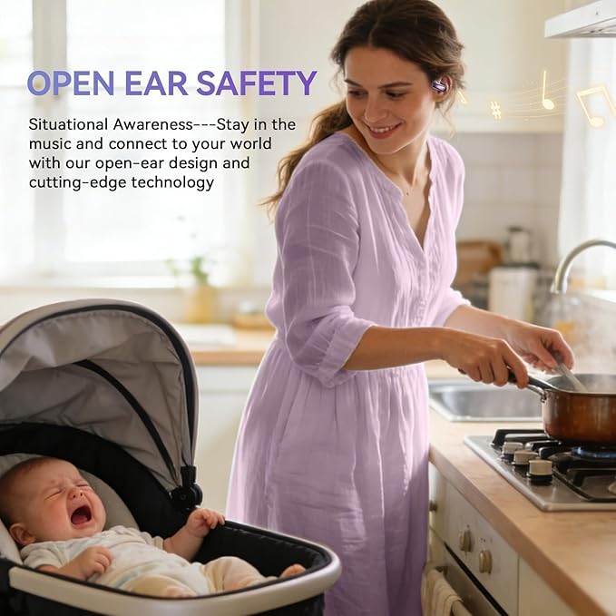 Over Open Ear Earbuds Wireless Bluetooth Open Ear Headphones Air Conduction Earbuds that Don't go in Your Ear with Over-Ear Hooks Running Headphones
