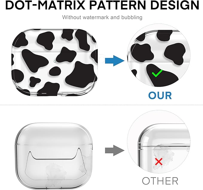 Maxjoy for AirPods Pro 3rd Generation Case, Clear AirPods Pro 3 Case for Women Girly Cute Soft AirPod Pro 3 Cover with Keychain Strap for AirPod Pro 3rd Gen Cover 2025, Cow Print