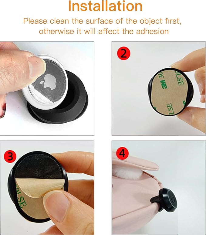 Airtag Sticker Mount with 3M Adhesive Sticker, IPX8 Waterproof Holder/Case Compatible with Apple Airtag Air Tags, Hidden Shockproof Protective Silicone Case for Luggage Laptop Car Bike Remote Drone
