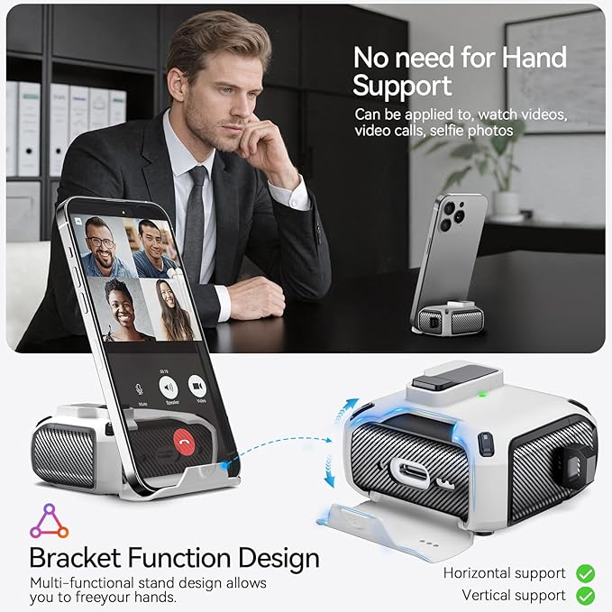 for AirPods 4 Case (2024) with Phone Stand,（with Automatic Snap Switch） Carbon Fiber Design Protection Cover with Cleaning Pen,White