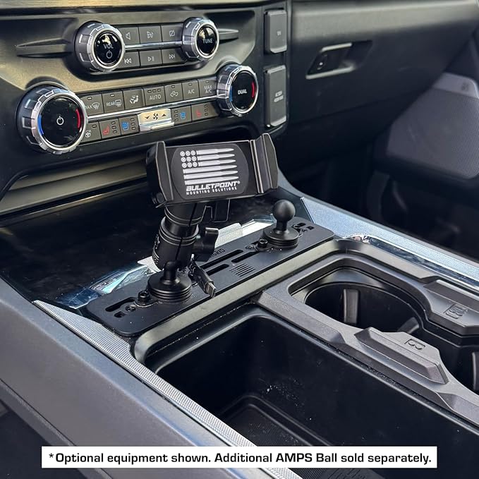Bulletpoint Mounting Solutions RubiGrid Metal Center Console Mount Phone Holder Compatible with 2023+ Ford Super Duty (Spring-Loaded)