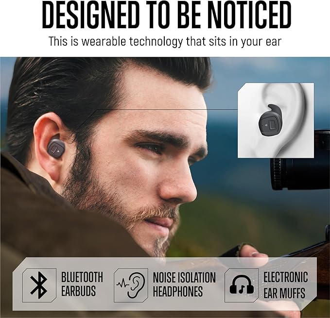 GLORYFIRE Shooting Ear Protection Earplugs, Bluetooth Hearing Protection Earbuds for Noise Reduction(Dark)