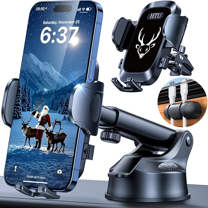 【98+LBS Strongest Suction & Military-Grade】 2025 Ultimate Car Phone Mount【Patent & Safety Cert】 Cell Phone Holder Truck Stand for Dashboard Windshield Vent for iPhone 17 Pro Max Samsung Graphite Black