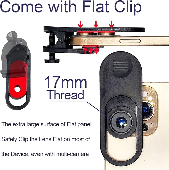 FotoZ 18mm Wide Angle Lens with 17mm Thread Lens Clip for iPhone & Samsung Galaxy and Most Smartphones, Compatible with SmallRig iPhone Samsung Smartphone Cage Case