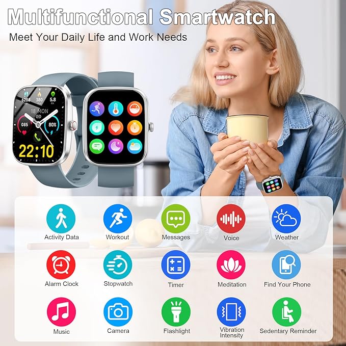 Smart Watch for Men Women (Answer/Make Call), 2025 New 1.91" HD SmartWatch, Fitness Watch with 120+ Sport Modes, IP68 Waterproof, Heart Rate/Sleep Monitor, Pedometer, Activity Tracker for Android iOS