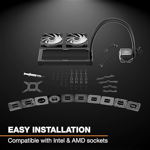 be quiet! Pure Loop 3 LX 240 mm, All-in-One Water Cooling, 2 Light Wings LX 120 mm PWM High-Speed Fans, ARGB Cooling Block Featuring 10 Included Lighting foils, Very high Cooling Performance