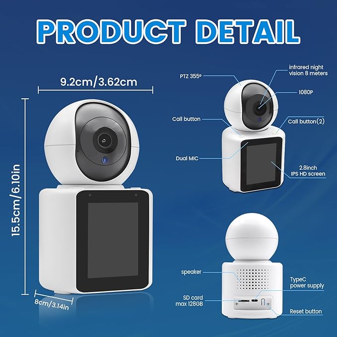 Security Camera, 2K/3MP Outdoor Camera 2.4G Hz E27 Camera for Home Security, 24/7 Recording, Motion Detection and Alarm (C)