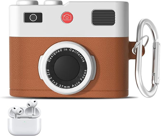 for Airpods Pro 3 Case Cute,Retro 3D Camera Design for Air pod Pro 3 Cover with Keychain Shockproof Protective Soft Silicone Case for Airpods Pro 3 Gen for Men Women,Brown