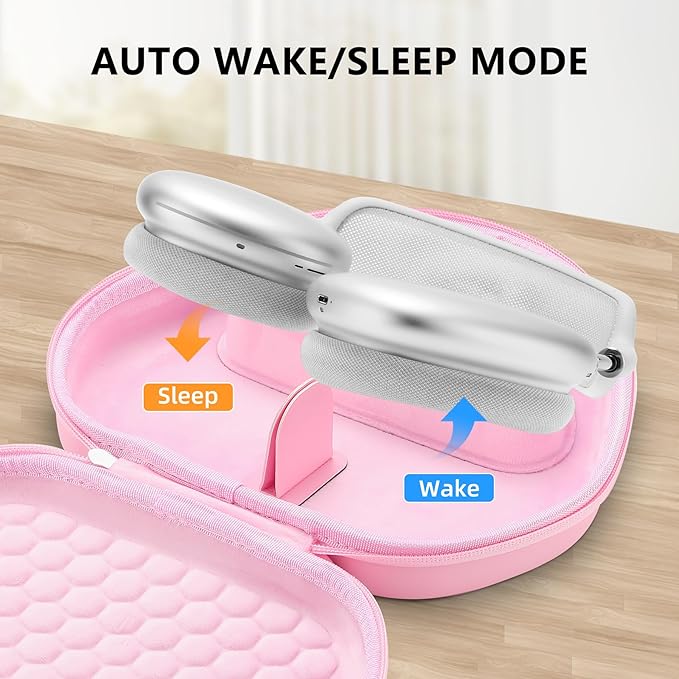 Maxjoy for AirPods Max Case [Shockproof & Dustproof] - Premium PU Leather & EVA Hybrid Hard Protective Cover, Travel Carrying Case with Storage for Apple AirPods Max Headphones (Pink)