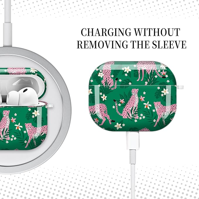 for AirPods Pro 3 Case, Compatible with AirPods Pro 3rd Generation Case (2025), Shockproof Protective Cover with Golden Carabine (Boho Pink Leopard)
