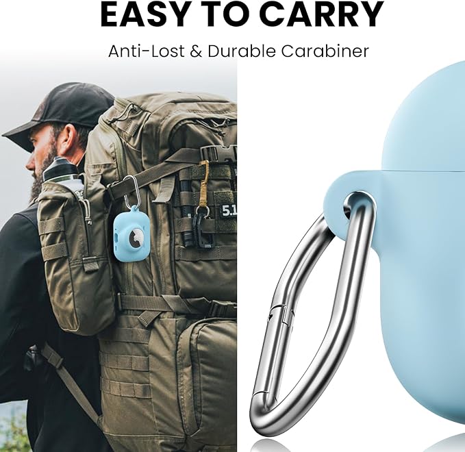 2 in 1 Silicone Case Compatible with AirPods Pro 3 and AirTag 2/1, Shockproof Protective Case Cover for AirPods Pro 3rd Generation 2025 with Cleaner Kit & Carabiner (Sky Blue)