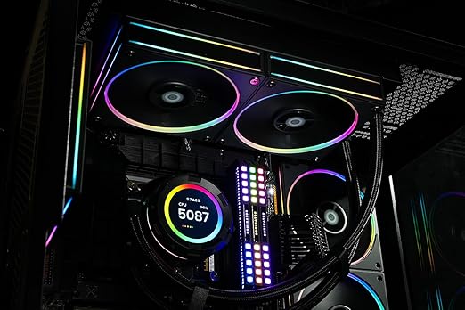 ID-COOLING SL240 CPU Liquid Cooler with Display, Customizable 2.1" LCD Display for Images or Performance Metrics, 240mm AIO Cooler, Dual AF127 ARGB Fans, Fits Intel/AMD