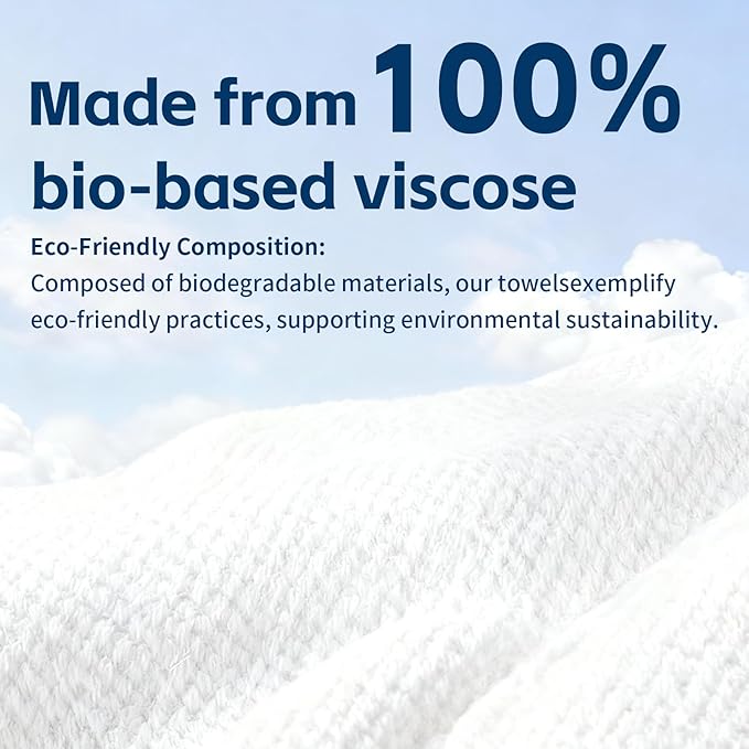 Towels XL, 100% Biobased Face Towel, Disposable Face Towelette, Thick Face Towel for Sensitive Skin, Makeup Remover Dry Wipes, Ultra Soft, 1 Pack, 50 Ct