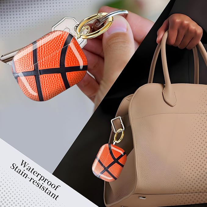 for AirPods Pro 3 Case, Compatible with AirPods Pro 3rd Generation Case (2025), Shockproof Protective Cover with Golden Carabine (Basket Ball Skin)
