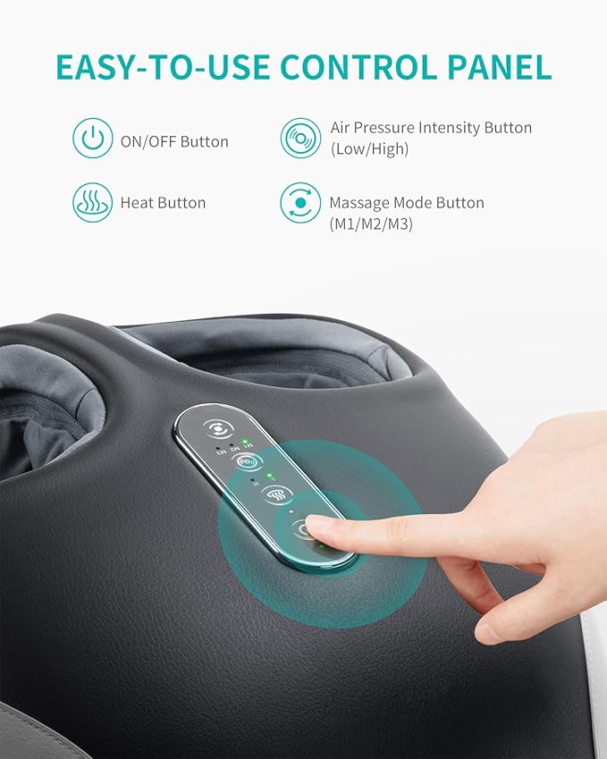 Nekteck Foot Massager Machine with Heat, Deep Kneading Shiatsu Foot Massager with Air Compression, Soothe Muscles, Multiple Massage Modes & Adjustable Intensity Christmas Gifts for Her & Him