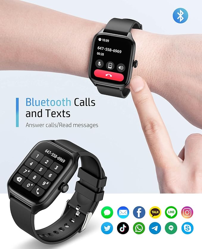 Smart Watch for Men Women, 1.96" GPS Watcher with 120+ Sports Modes, Blood Pressure/Heart Rate/Blood Oxygen/Sleep Monitor, IP67 Waterproof Smartwatch for Android iOS