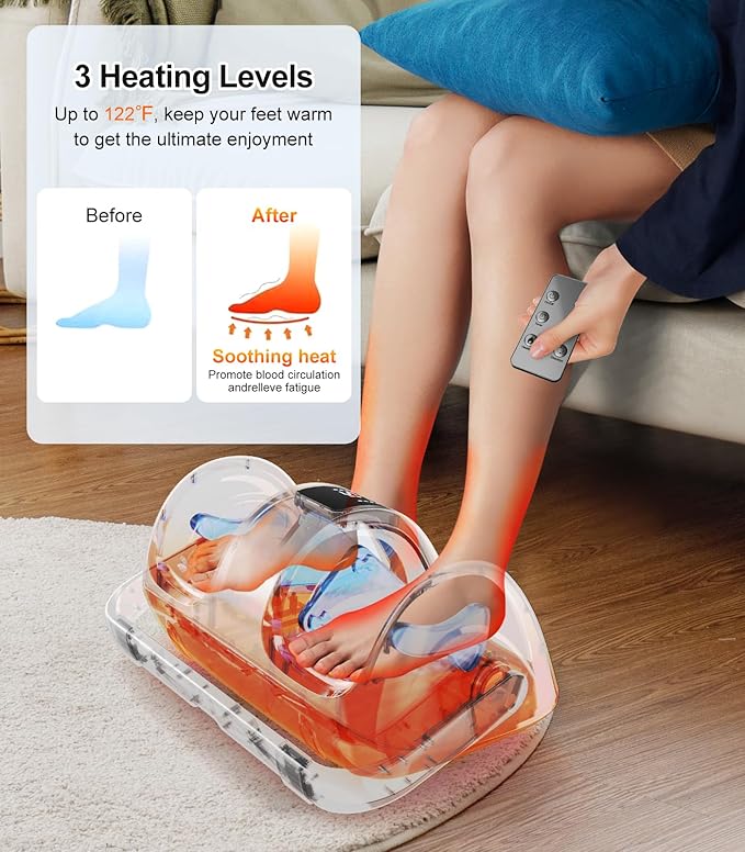 CARESKY® Shiatsu Foot Massager with Heat and Remote-FSA Eligible HSA Electric Deep Kneading Foot Massager for Neuropathy, Plantar Fasciitis, Massage Feet/Leg/Calf/Ankle, Gifts for Women and Men