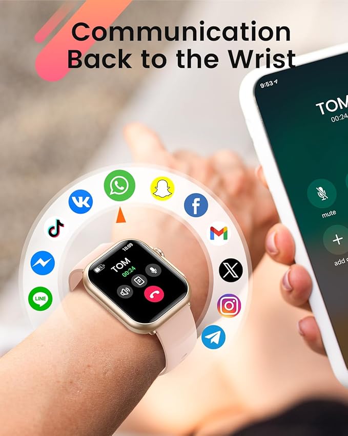 Smart Watch for Women Men Fitness: Smart Watch for iPhone&Android Bluetooth Call with SpO2 Sleep Heart Rate Monitor,IP68,Fitness Tracker with 120+Sport,Reloj Inteligente 30 Day+Battery Life, 2 Bands