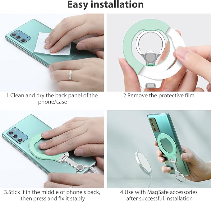 Nillkin Phone Grip Mint Green, (SnapGrip) Metal Phone Ring Holder Stand, Adjustable Kickstand, Phone Gripper for Back of Phone S22 Ultra, S22 for iPhone 13, 13 Pro, 13 Mini, XS,11,Pixel 6