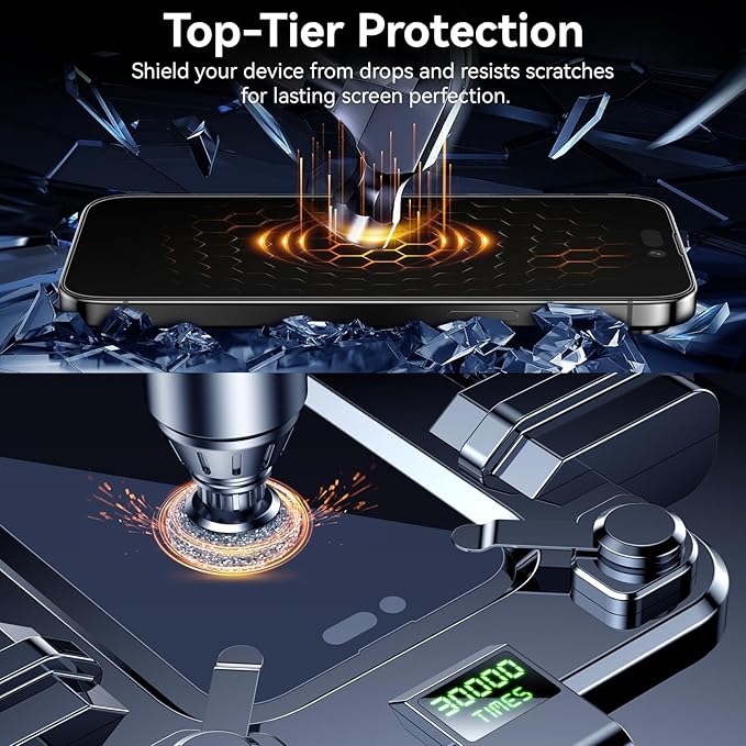 Esanik [2+2 Pack for iPhone 14 Pro Max Privacy Screen Protector – Anti-Spy Tempered Glass & Camera Lens Cover, Military-Grade 9H Hardness, Anti-Scratch, Flawless Fit Tray