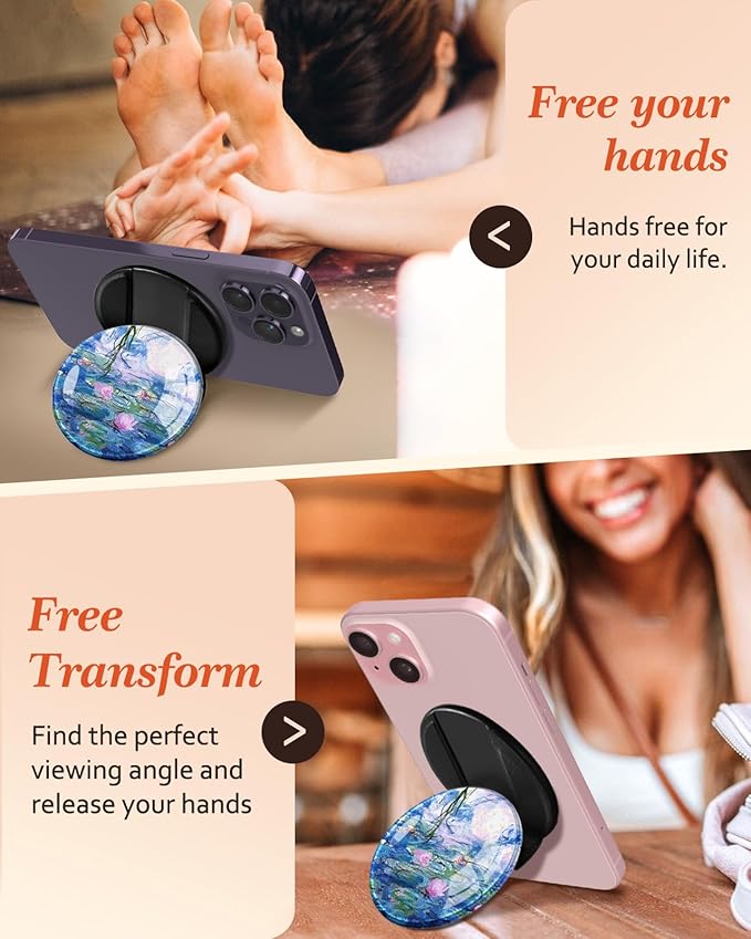 Kidcube Phone Grip Compatible with Magsafe - Magnetic Phone Grip Stand Cute Design Finger Grip Kickstand Ring Holder Women Girls Compatible with Magsafe Accessories for iPhone 16/15/14/13/12 Series