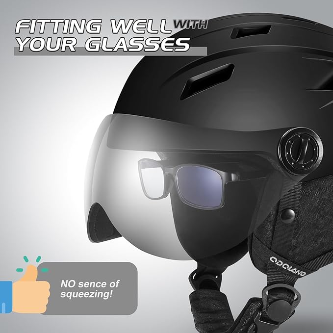 Odoland Ski Helmet with 2-in-1 Visor Goggles, Light Weight Snowboard Helmet for Men Women, Snow Sport Helmets for Skiing, Skating, Snowboarding