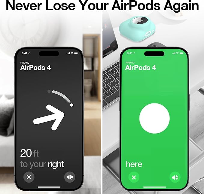 2 in 1 Silicone Case Compatible with AirPod 4 and AirTag 2/1, Shockproof Protective Skin Cover for AirPods 4th Generation with Cleaner Kit & Carabiner (Mint Green)