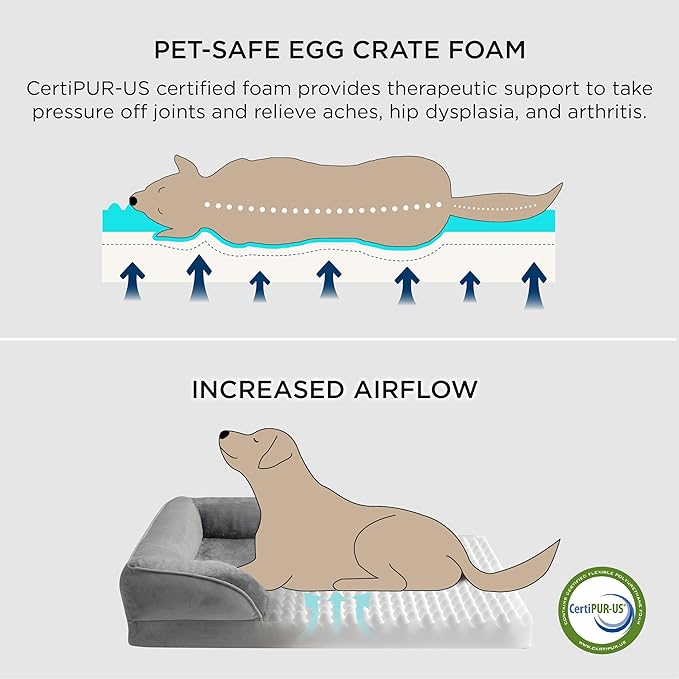 Bedsure Orthopedic Dog Beds Large Sized Dog - Washable Large Dog Cat Bed Waterproof, Comfort Dogs Couch Sofa with Washable Removable Cover, Pet Bed with Nonskid Bottom, Blue Navy, 35"