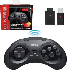 Retro-Bit SEGA Genesis 2.4 GHz 8-Button Wireless Controller - (Black)