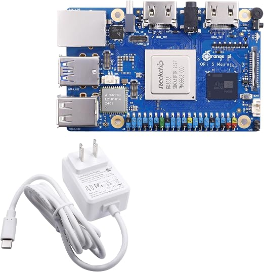 Orange Pi 5 Max 8GB RAM LPDDR5 Rockchip RK3588 Development Board, 8K Video Decoding 2.4GHz Frequency M.2 PCIE 2.5G LAN Wi-Fi 6E+BT 5.3/BLE Orange Pi 5 MAX Single Board Computer